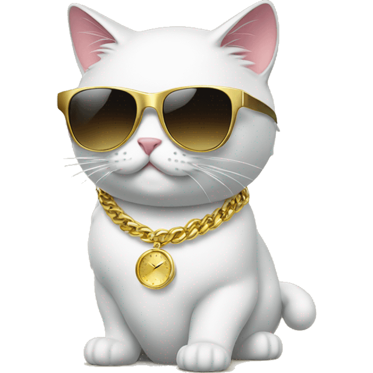 with luxury gold watch Cat with sunglasses emoji