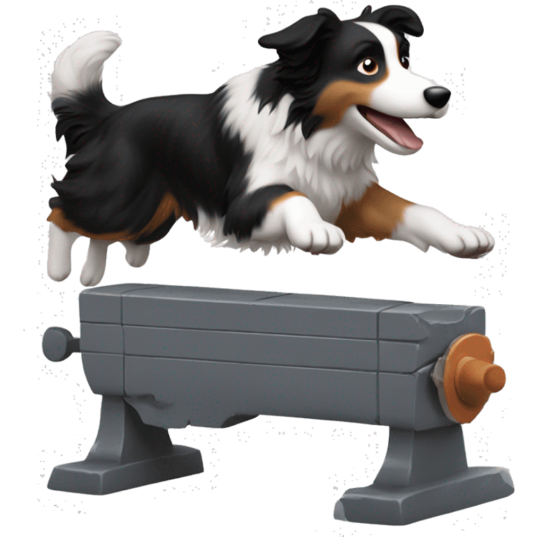 Border collie jumping over anvil emoji