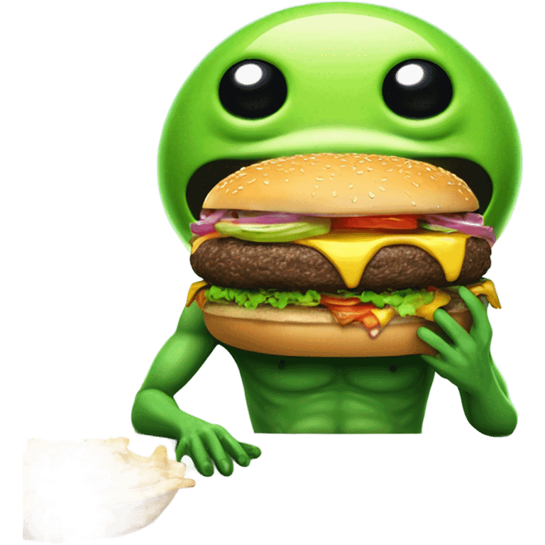 alien eating a buger emoji