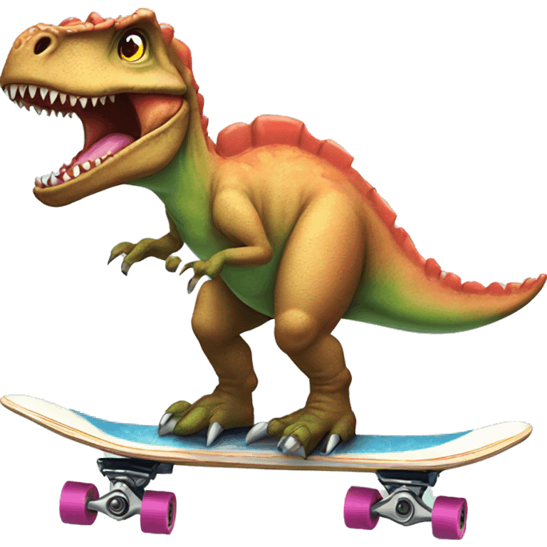 dinosaur in a tutu on a skateboard emoji