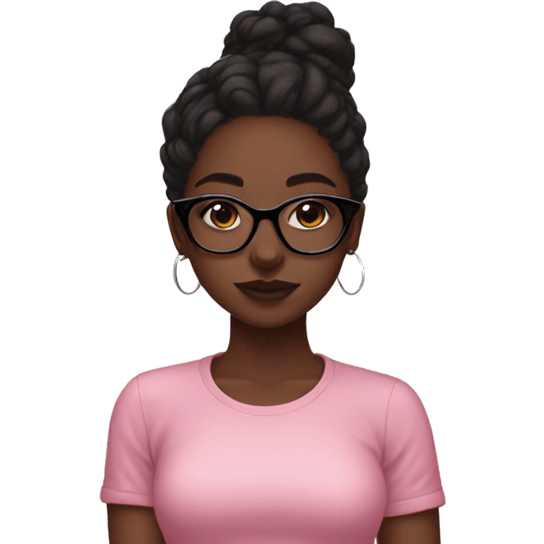 Black girl pink aesthetic and glasses emoji