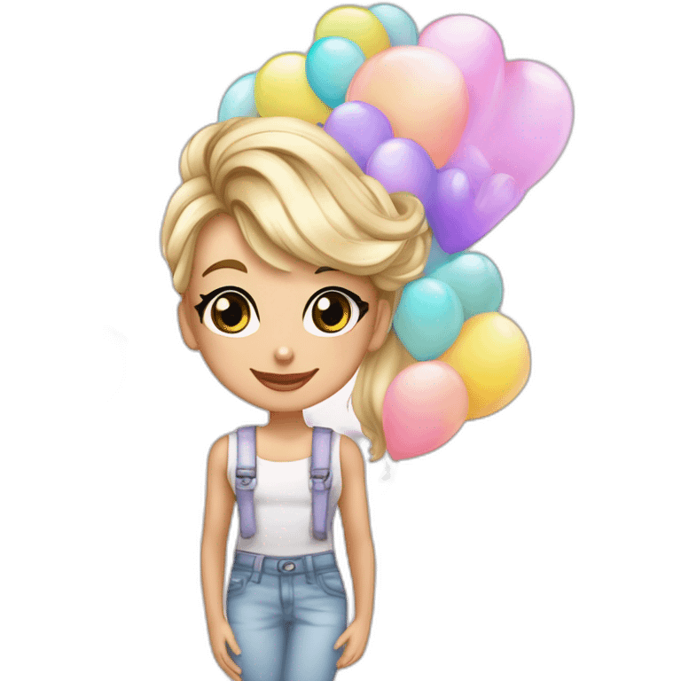 Logan Ali Decora debe tener un fondo blanco elegante rodeado de Globos de colores pastel con estilo glamur emoji