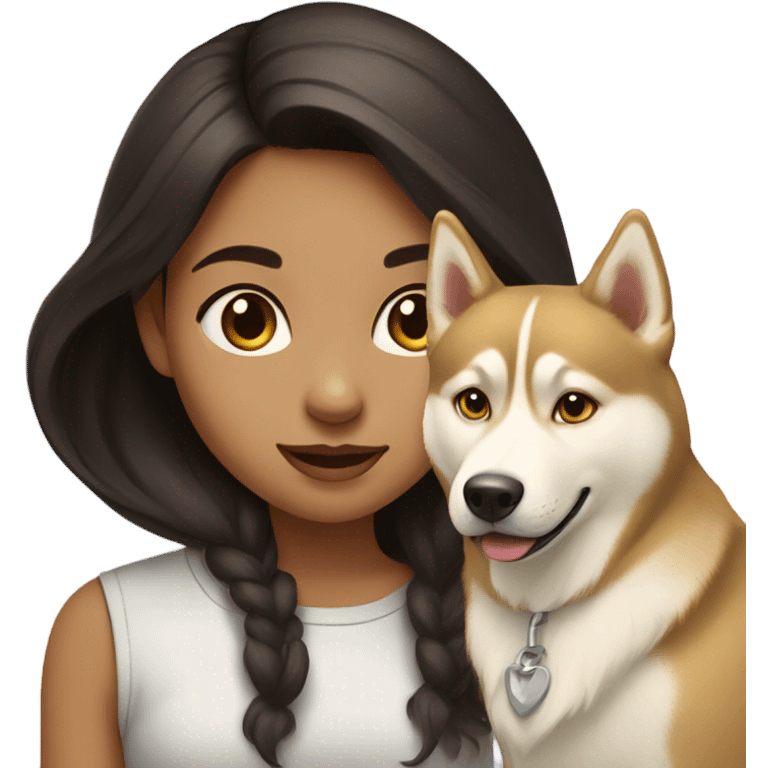 A girl Dark brown  hair next to a light dorée  Husky emoji