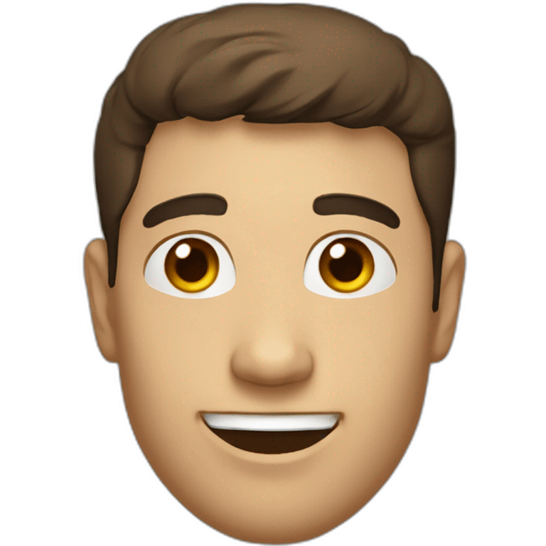 floating man head, brown dark hair, hazel eyes, smiling emoji