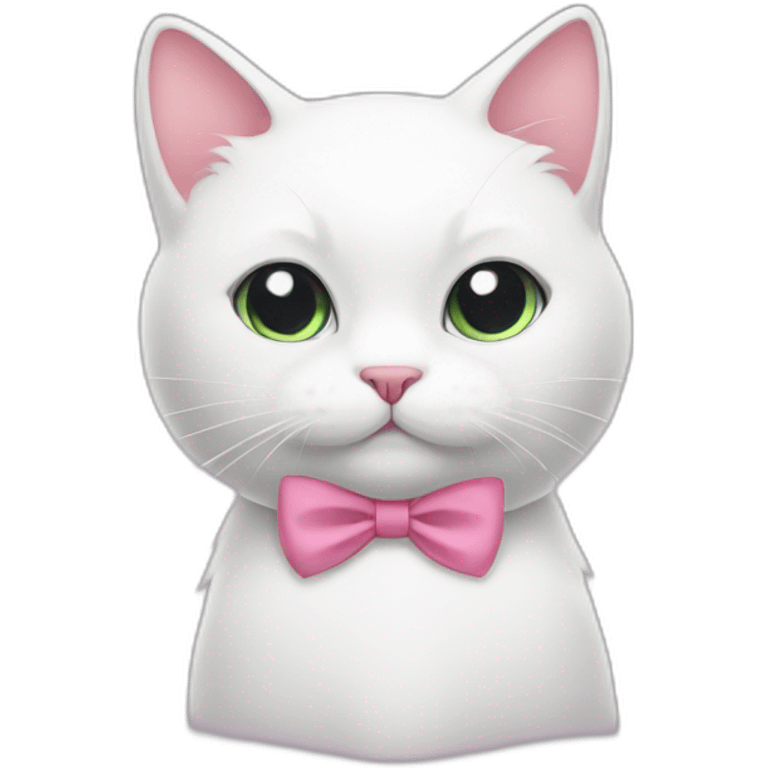 White cat with a pink bow emoji