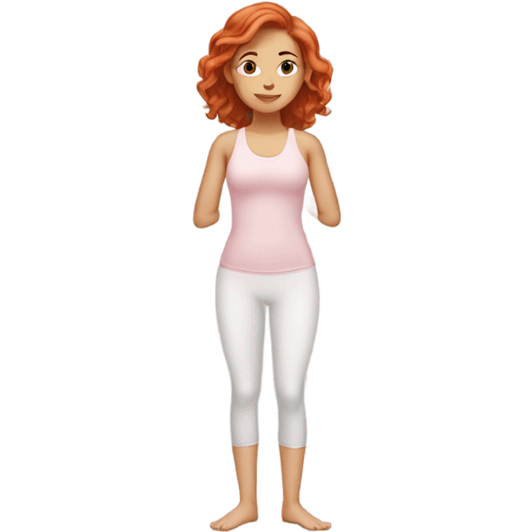 Redhead yoga girl light pink clothes n emoji