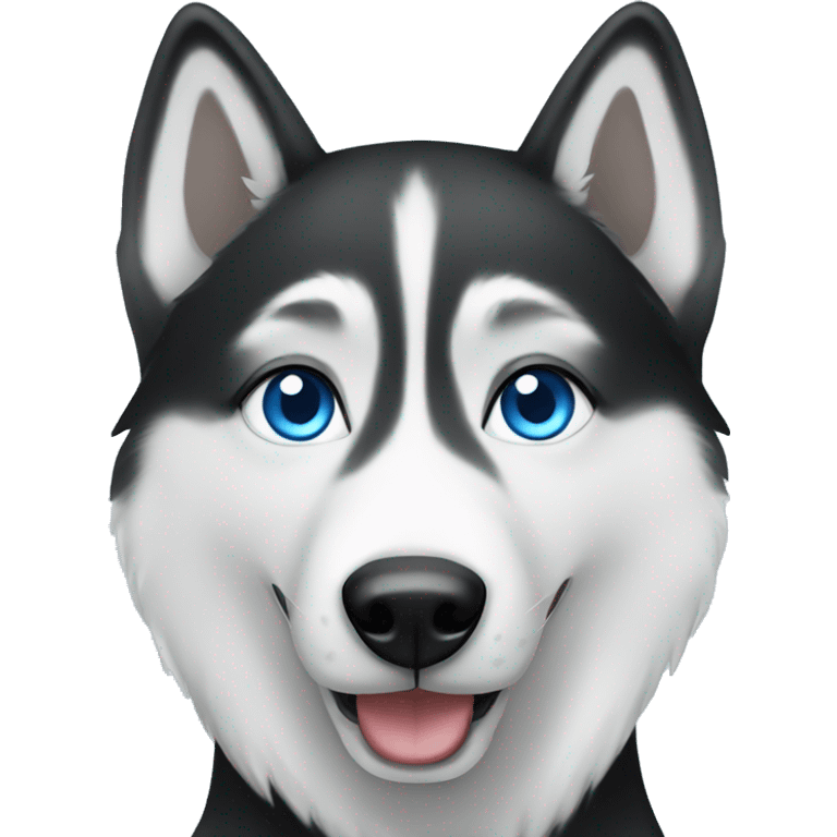 Black and white husky with blue eyes emoji