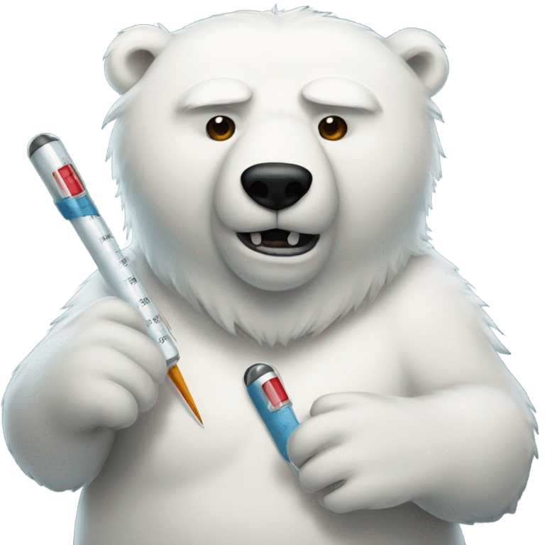 Sick polar bear with a thermometer emoji