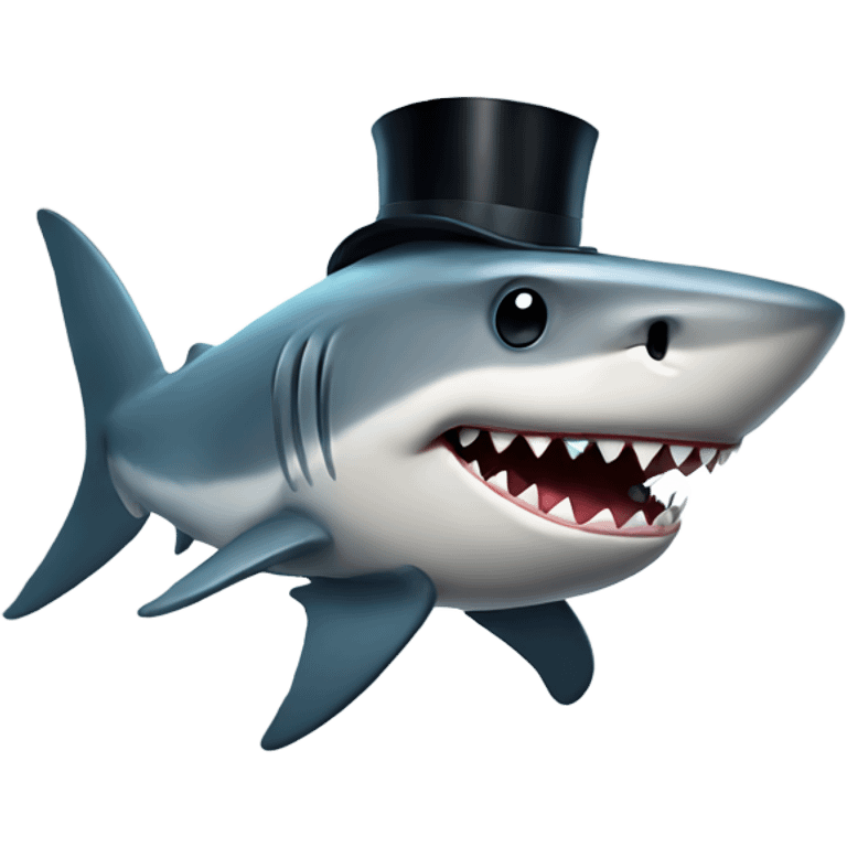 Shark with a top hat emoji