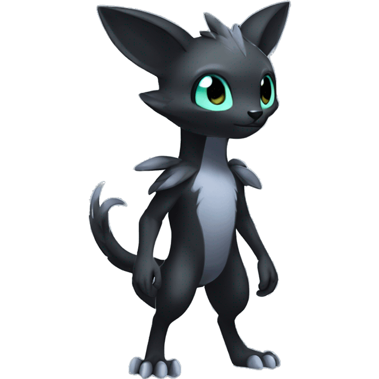 Cute cool shiny fantasy dark-shadow-themed animal hybrid Fakemon full body emoji