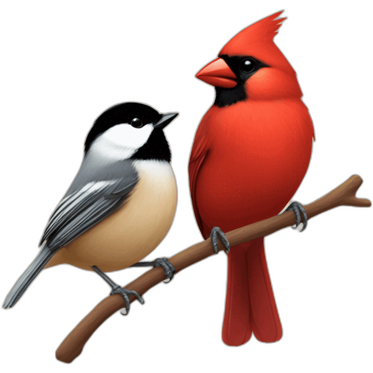 Chickadee and cardinal love emoji