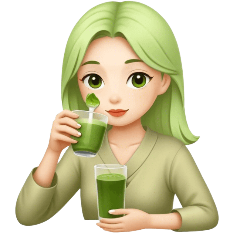 phoebe drinking matcha emoji