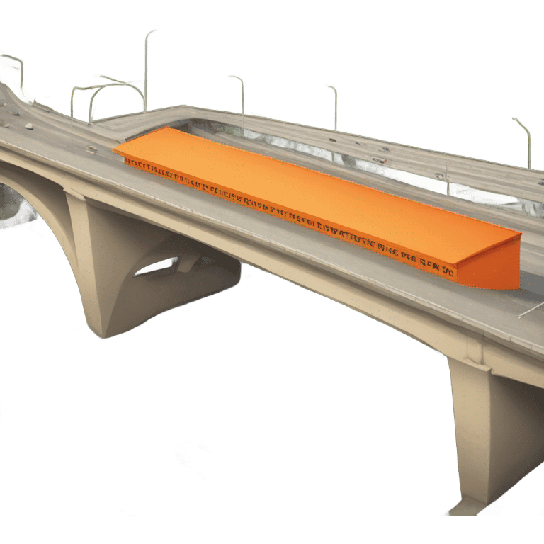 Orange building under a highway overpass  emoji