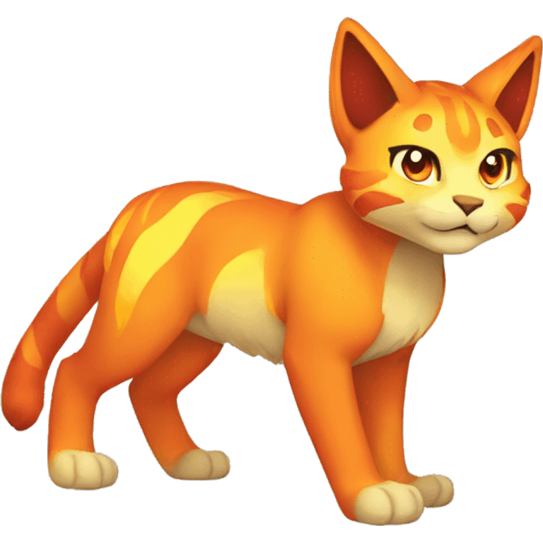 Red orange yellow Fire-type-lynx-Pokémon Full Body emoji