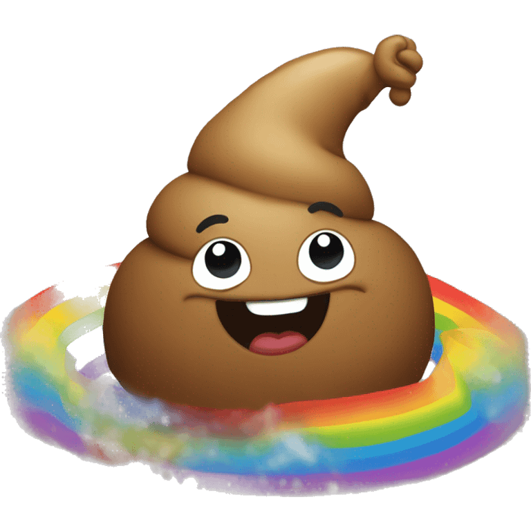 poop dancing on a rainbow emoji