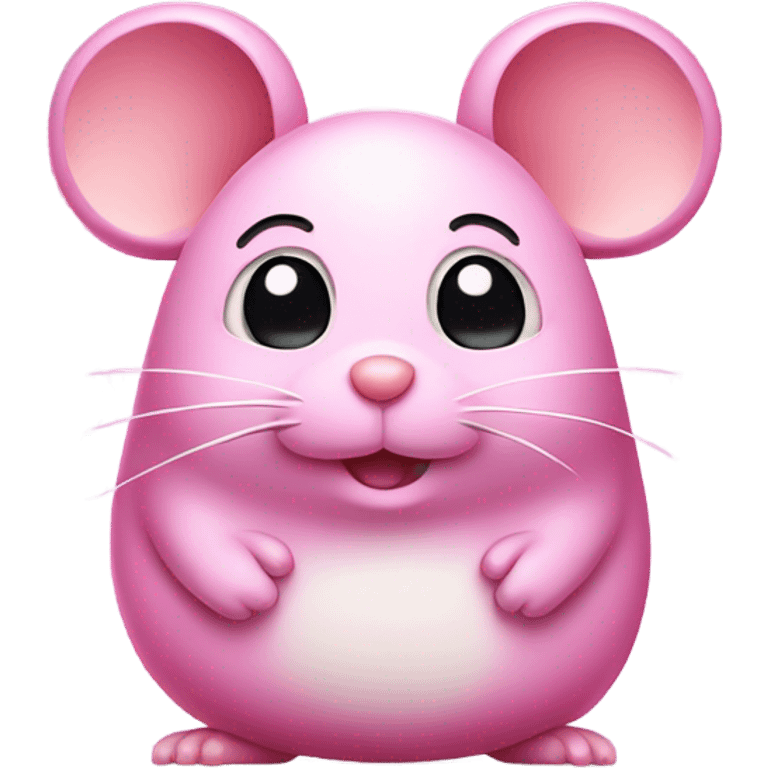 Pink fat mouse with glitter and big ears emoji