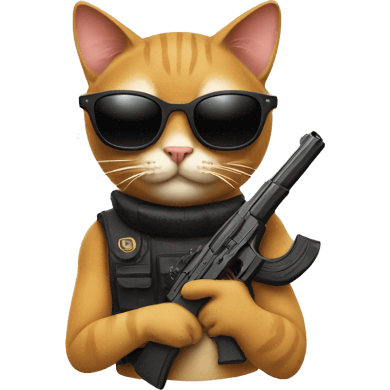 cat with sunglasses and gun emoji