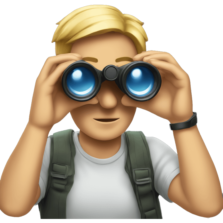 Comic book nerd looking through binoculars emoji