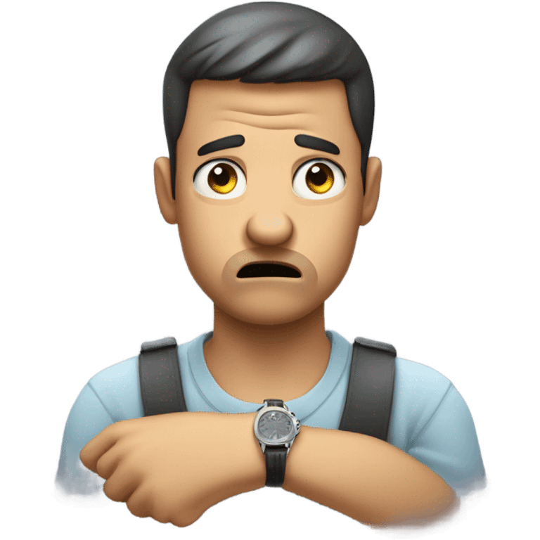 angry while looking at watch emoji