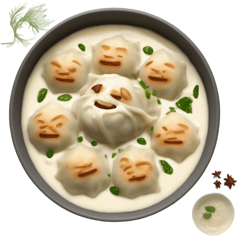 Mantu afghan dumplings in yogurt sauce emoji