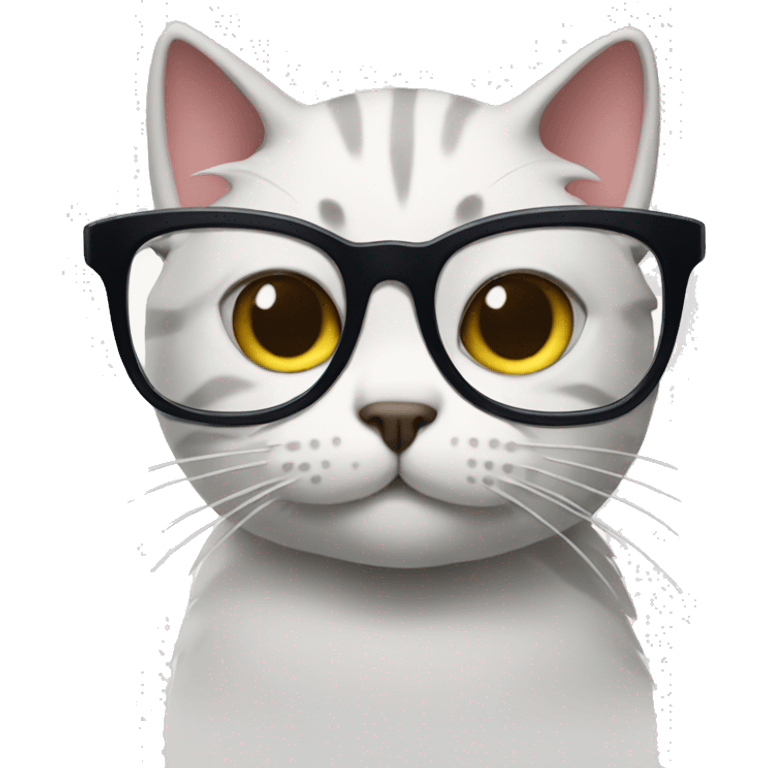 A cat with glasses writing notes emoji