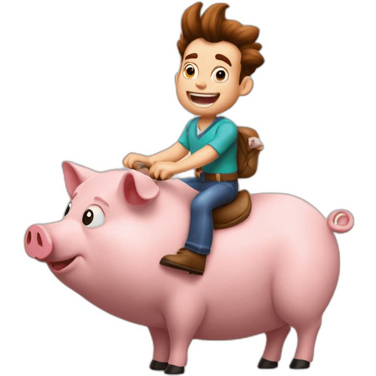 jimmy neutron v neck riding a pig emoji