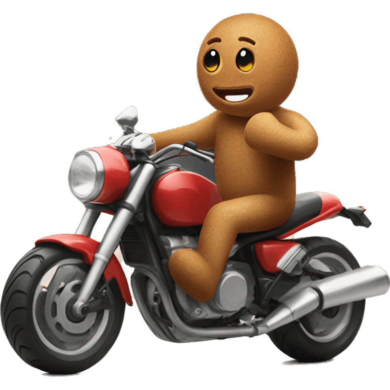 gingerbread man on a motor bike emoji