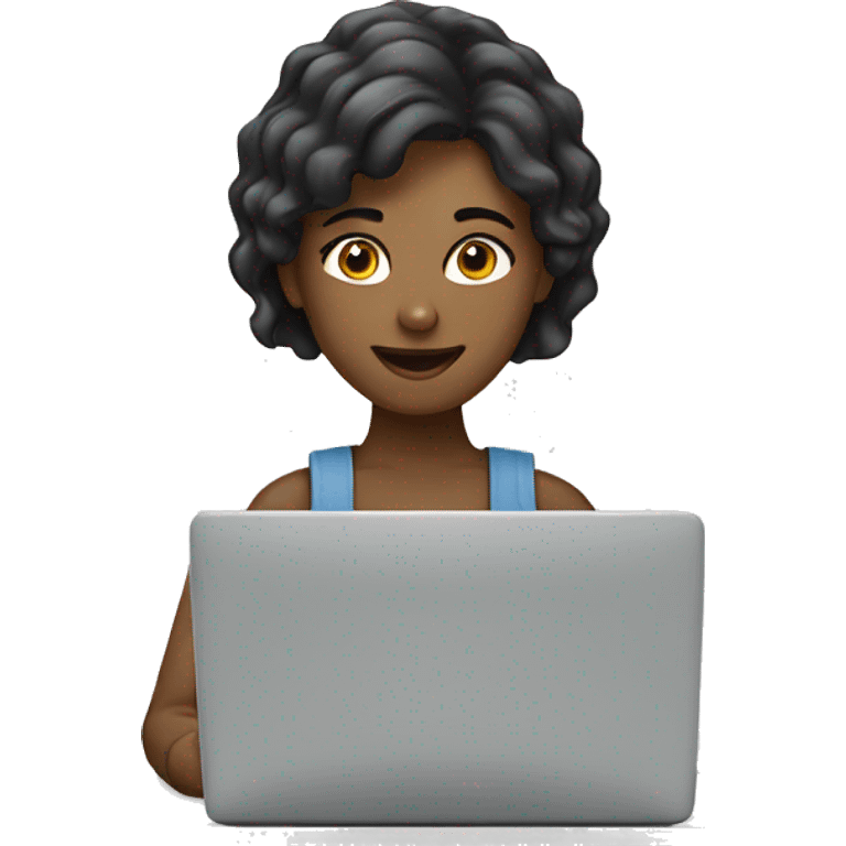 Girl working online customer service emoji