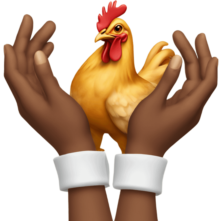 Hands around a chicken emoji