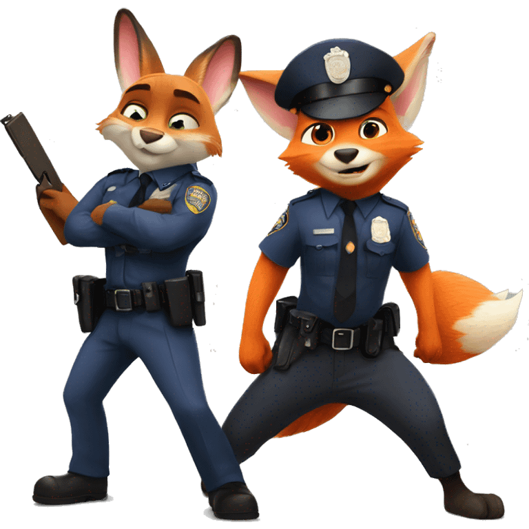 Zootopia cop fox and orange rabbit emoji