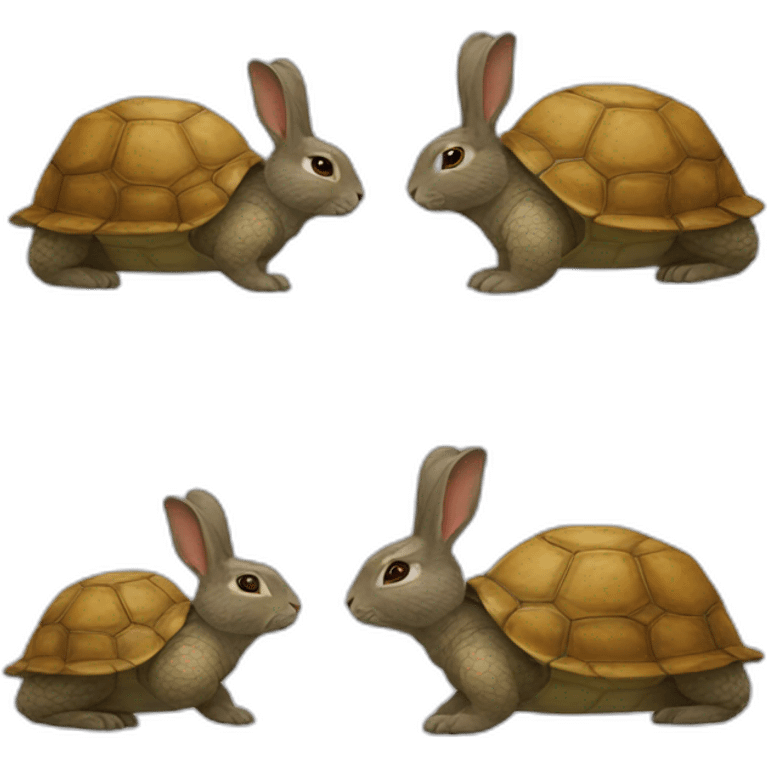 Un lapin sur une tortue emoji