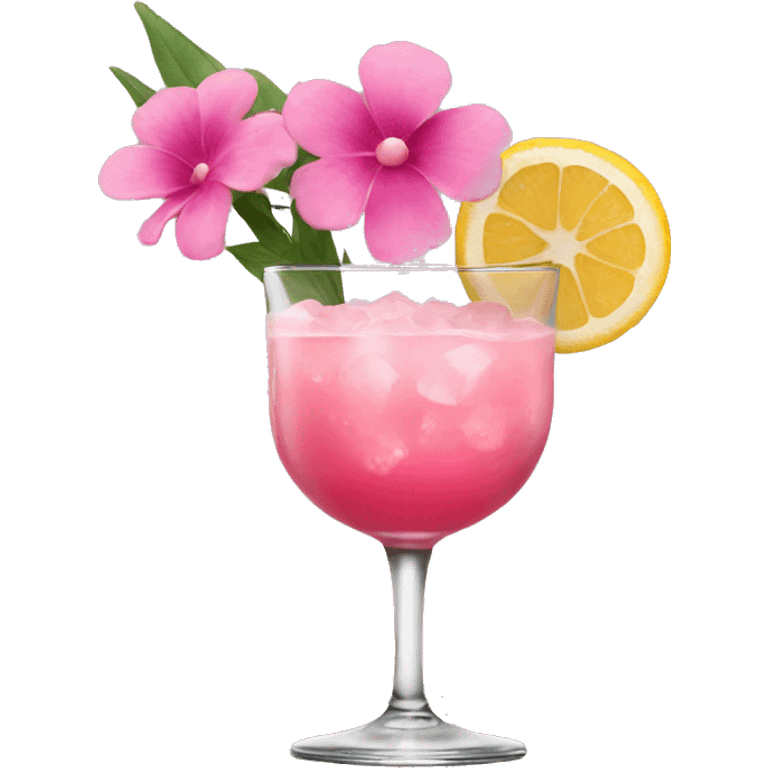 Cocktail with pink flowers emoji