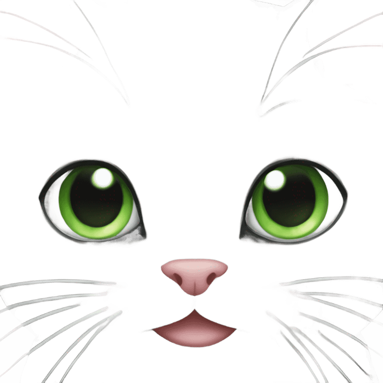 Black and white tabby cat with green eyes emoji