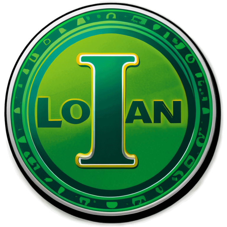 Green shiny coin that says the word “Logan” emoji