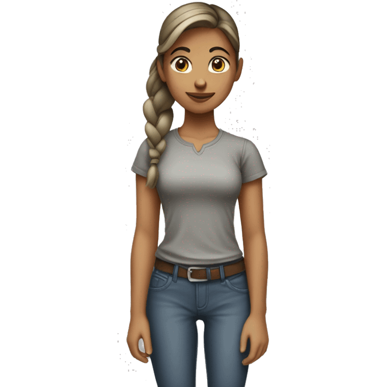 tan skin girl with hair in ponytail wearing a grey shirt while holding a coca cola emoji