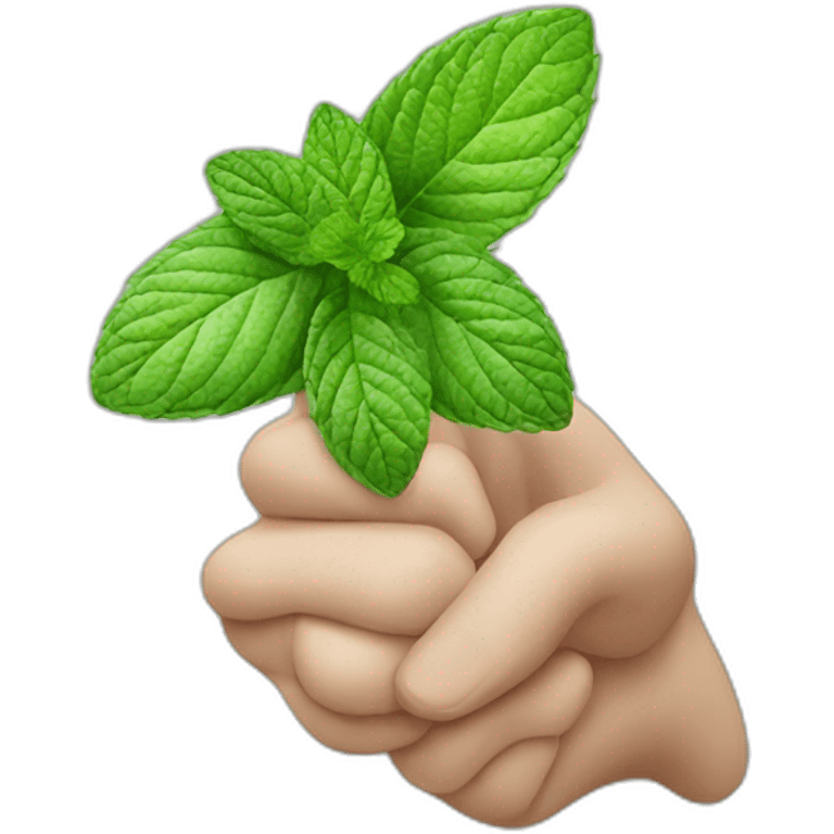 hand with grabbing mint emoji