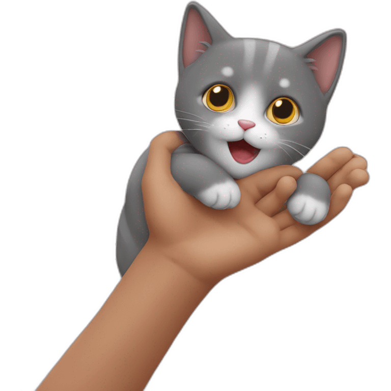 un chat qui tient dans ses mains un gros coeur emoji