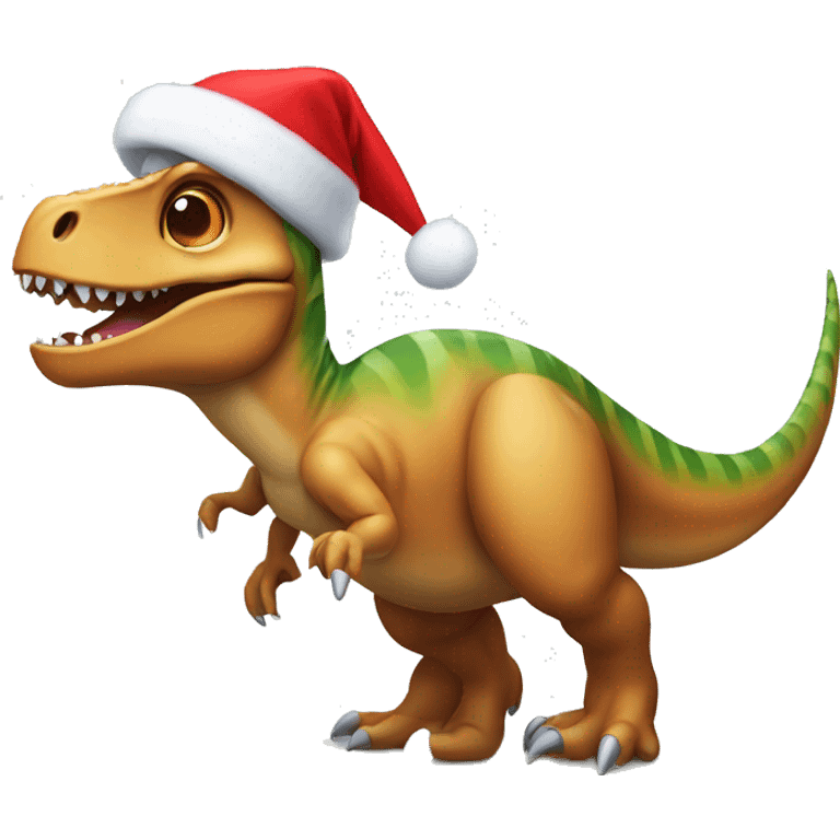 Dinosaur wearing Christmas hat  emoji