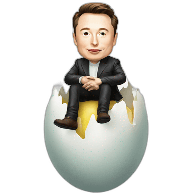 Elon musk sitting on an egg emoji