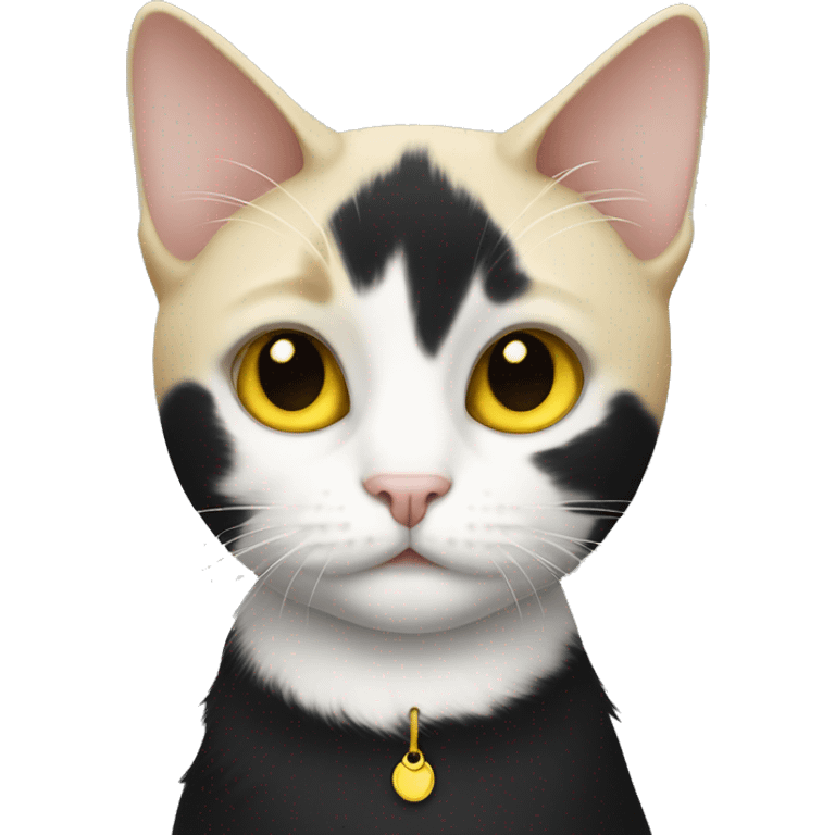 black and white cat with yellow eyes with short haired blonde emoji