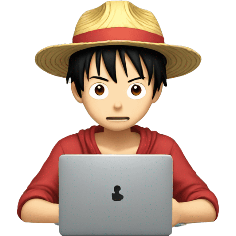 luffy work on the computer emoji