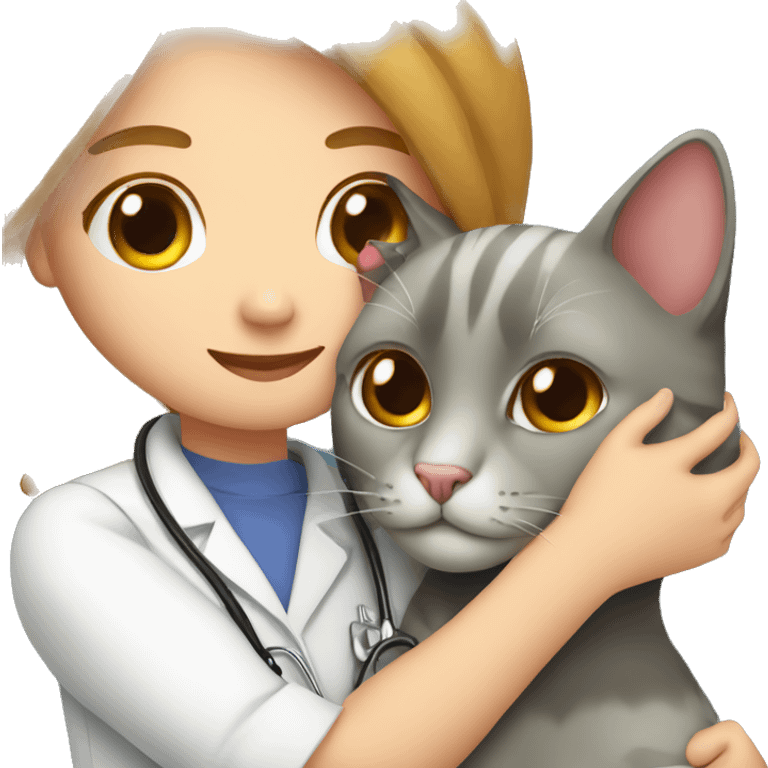 cat cuddles veterinarian girl emoji