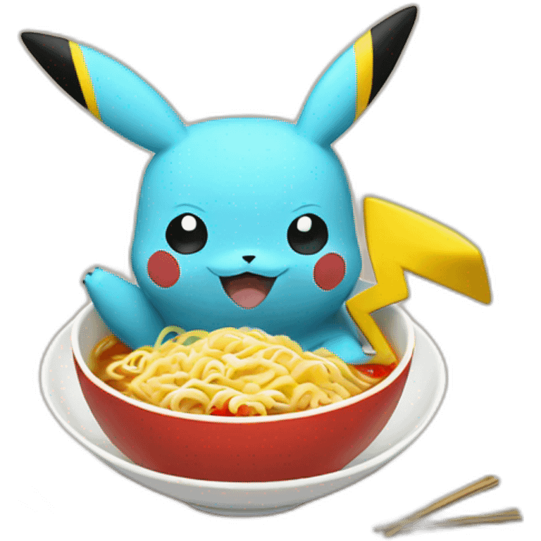 pikachu eats ramen emoji