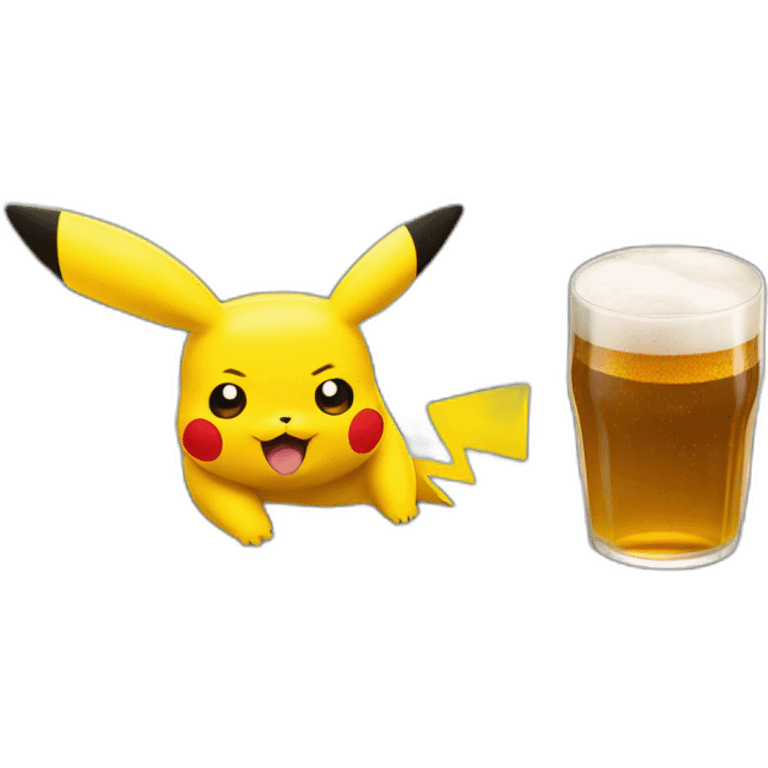 Pikachu en train de boire une bière  emoji