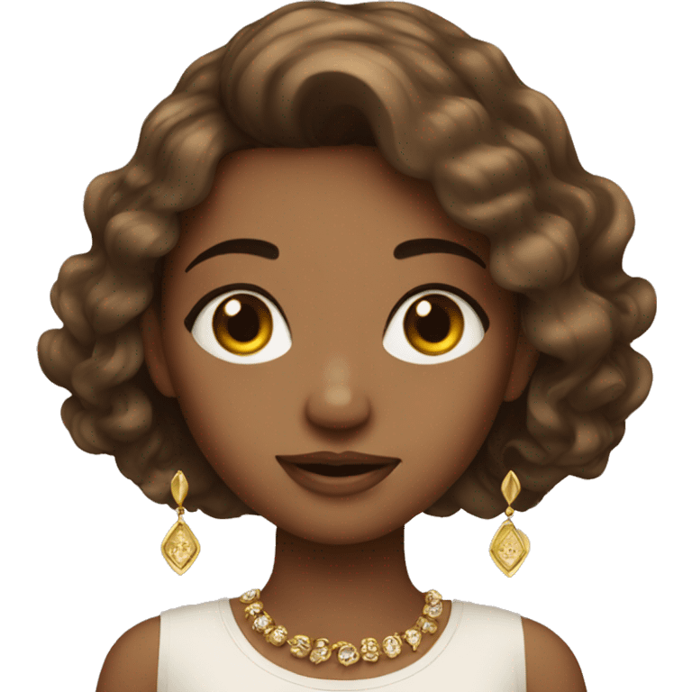 Brown hair girl with gold jewellery  emoji