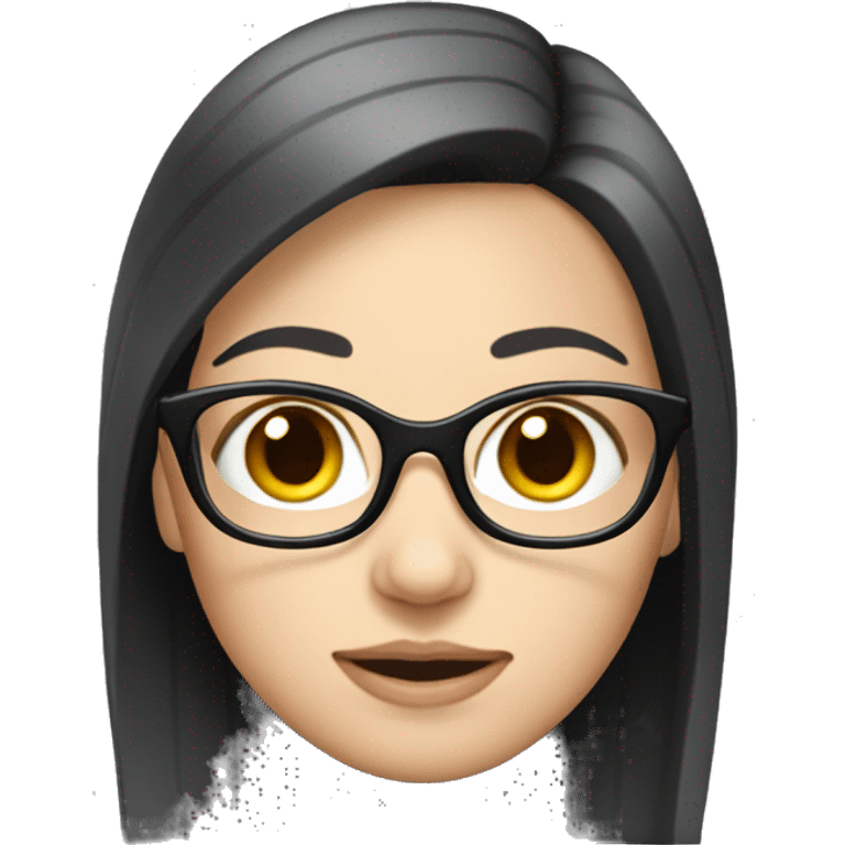 White girl with straight black hair, wearing eyeglasses  emoji