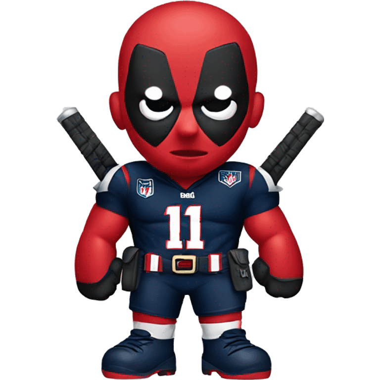 Deadpool wearing patriots jersey emoji