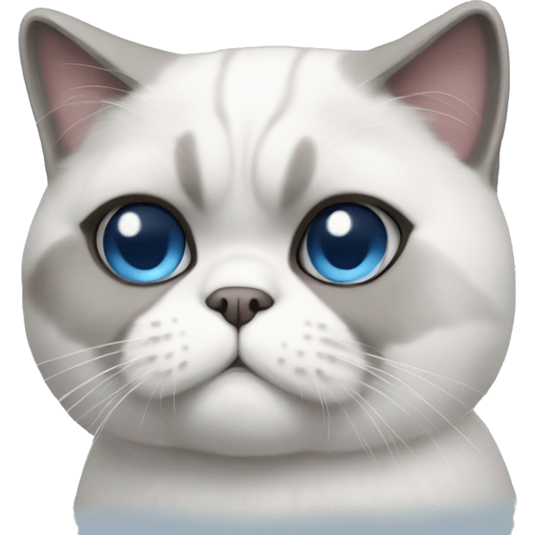 Exotic shorthair cat with blue eyes and white and gray fur emoji