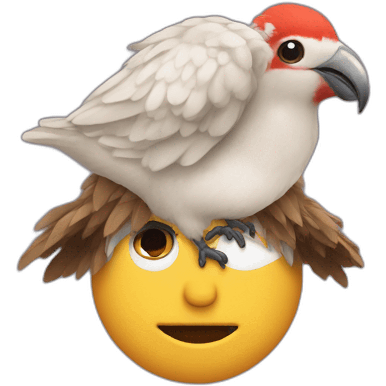 Mercredi adams with a bird on his head emoji