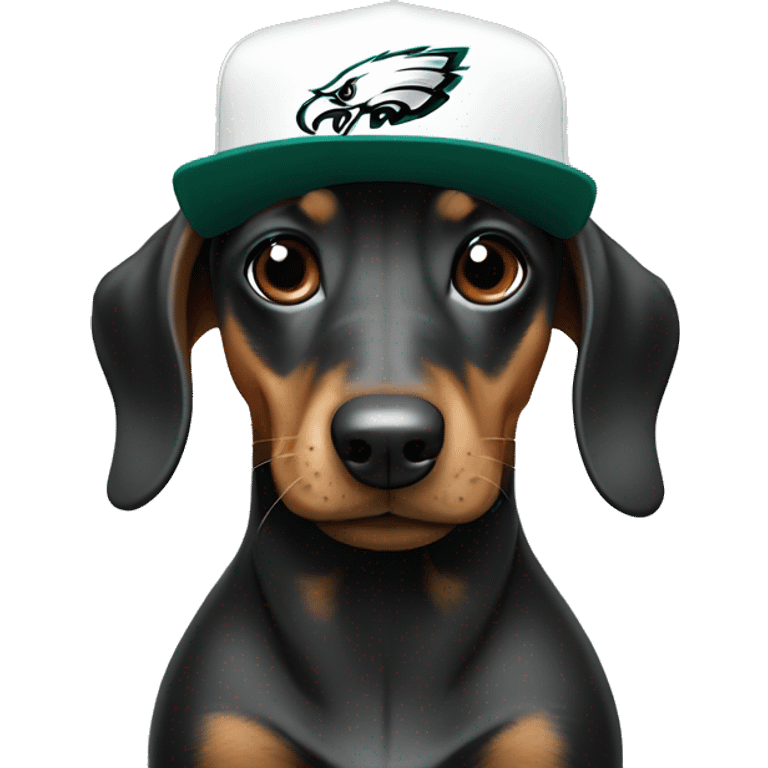 Dacschund wearing Philadelphia Eagles hat emoji